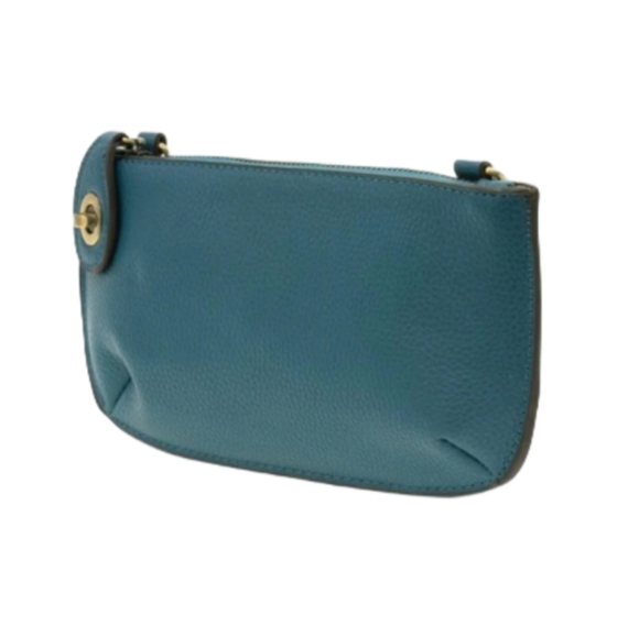NWT  Joy Susan  Mini Crossbody Wristlet/ Clutch  Leather  w/Straps Blue/Green - Picture 4 of 7